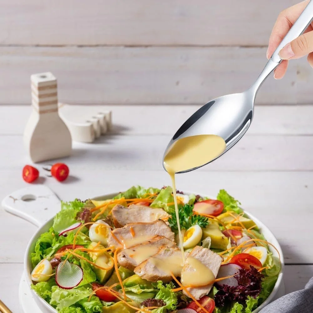 Ложка для сервірування велика нержавіюча сталь з довгою ручкою і прорізом, фото №6 Ложка для сервірування велика нержавіюча сталь з довгою ручкою і прорізом, фото №6