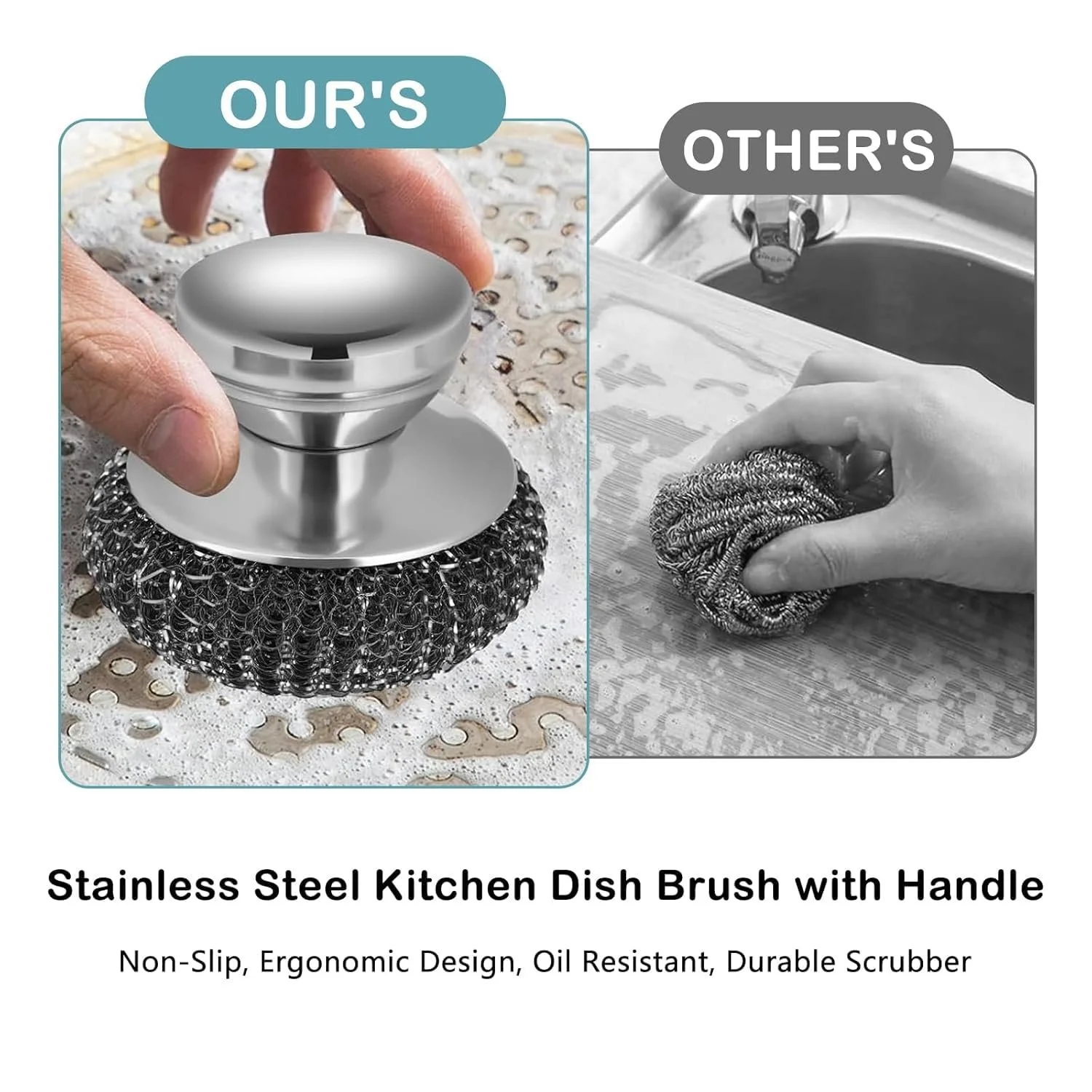 Скребок кухонний Stainless Steel 2 шт. з 2 змінними насадками Stainless Steel Handle, фото №6 Скребок кухонний Stainless Steel 2 шт. з 2 змінними насадками Stainless Steel Handle, фото №6