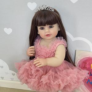 Лялька Anano Reborn 22 дюйма Силіконова Перевтілка З волоссям і Красивою Принцесовою Сукнею synthetic.ua - Фото 1