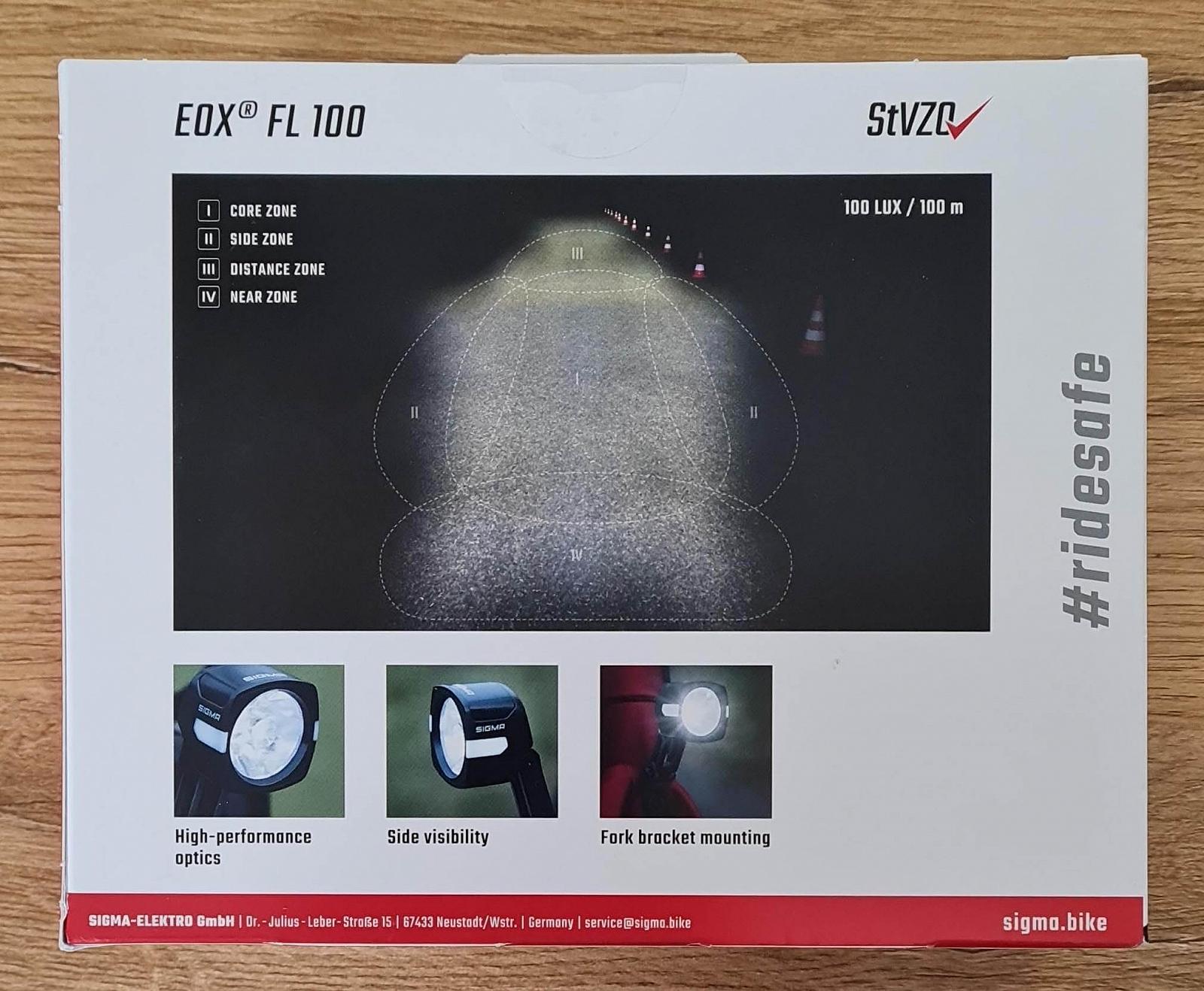 Фара SIGMA Eox FL 100 для электровелосипеда, 100 люкс, фото №2