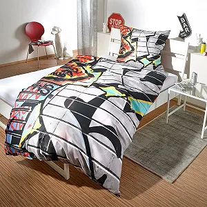 Постільна білизна G Bettwarenshop Graffiti ранфорс 155 x 220 см + 80 x 80 см яскравий та різнокольоровий synthetic.ua - Фото 1