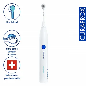 Електрична звукова зубна щітка Curaprox Hydrosonic Easy 3 рівні очищення White synthetic.ua - Фото 1