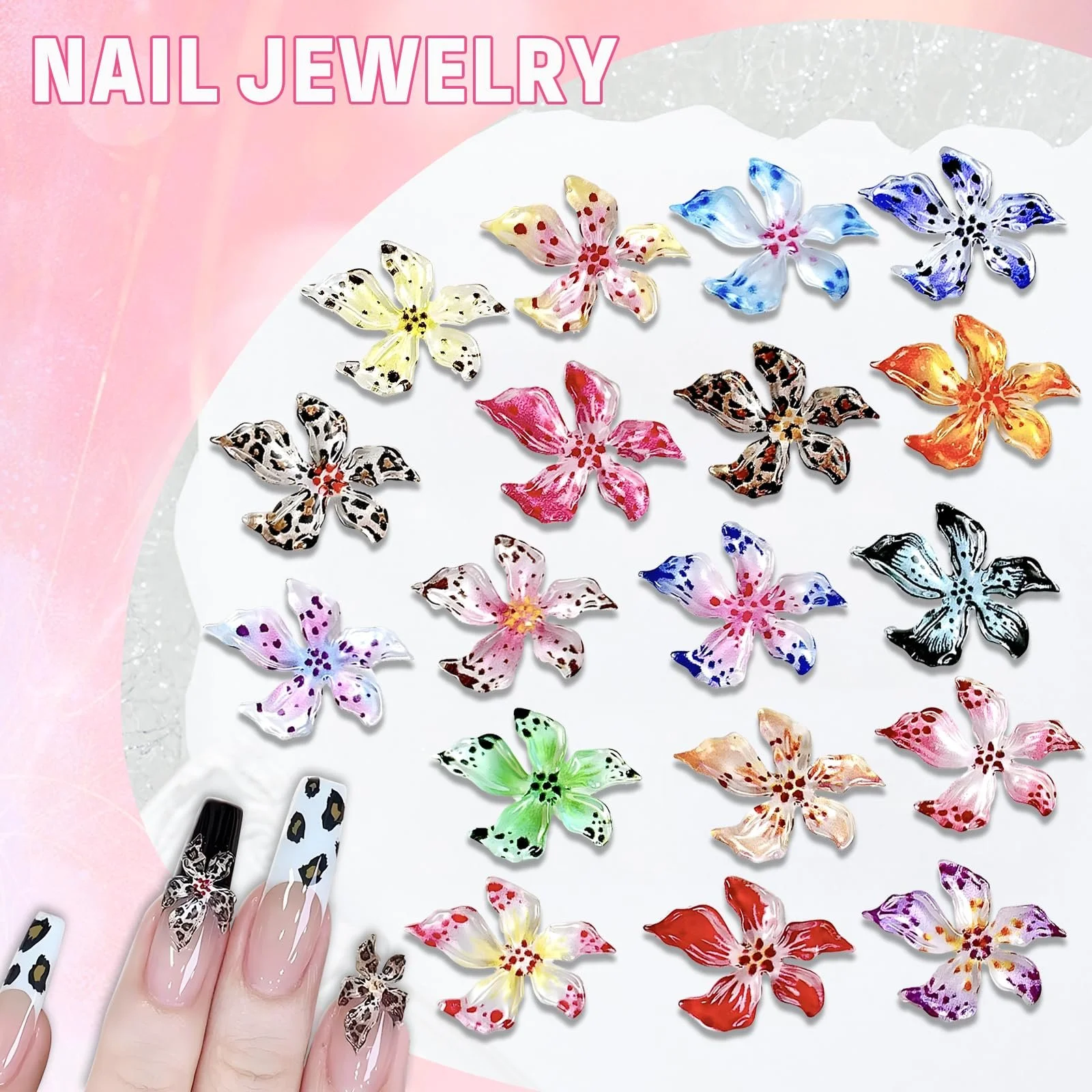 Украшения для ногтей Цветы 3D, 60 шт, Разноцветные, фото №3