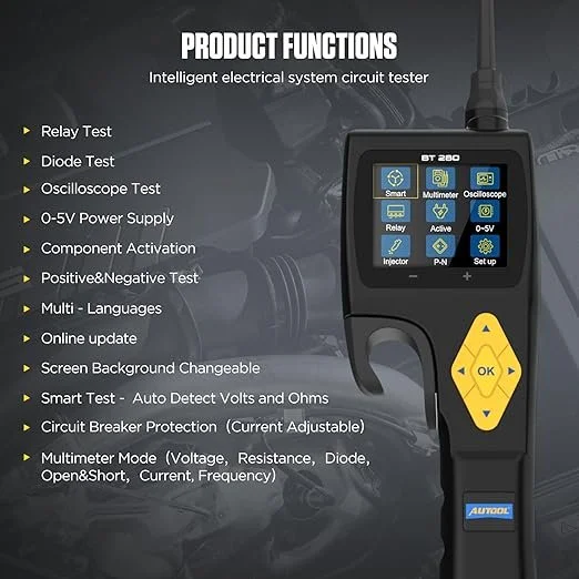 Тестер-осциллограф AUTOOL BT280 Черный, фото №2