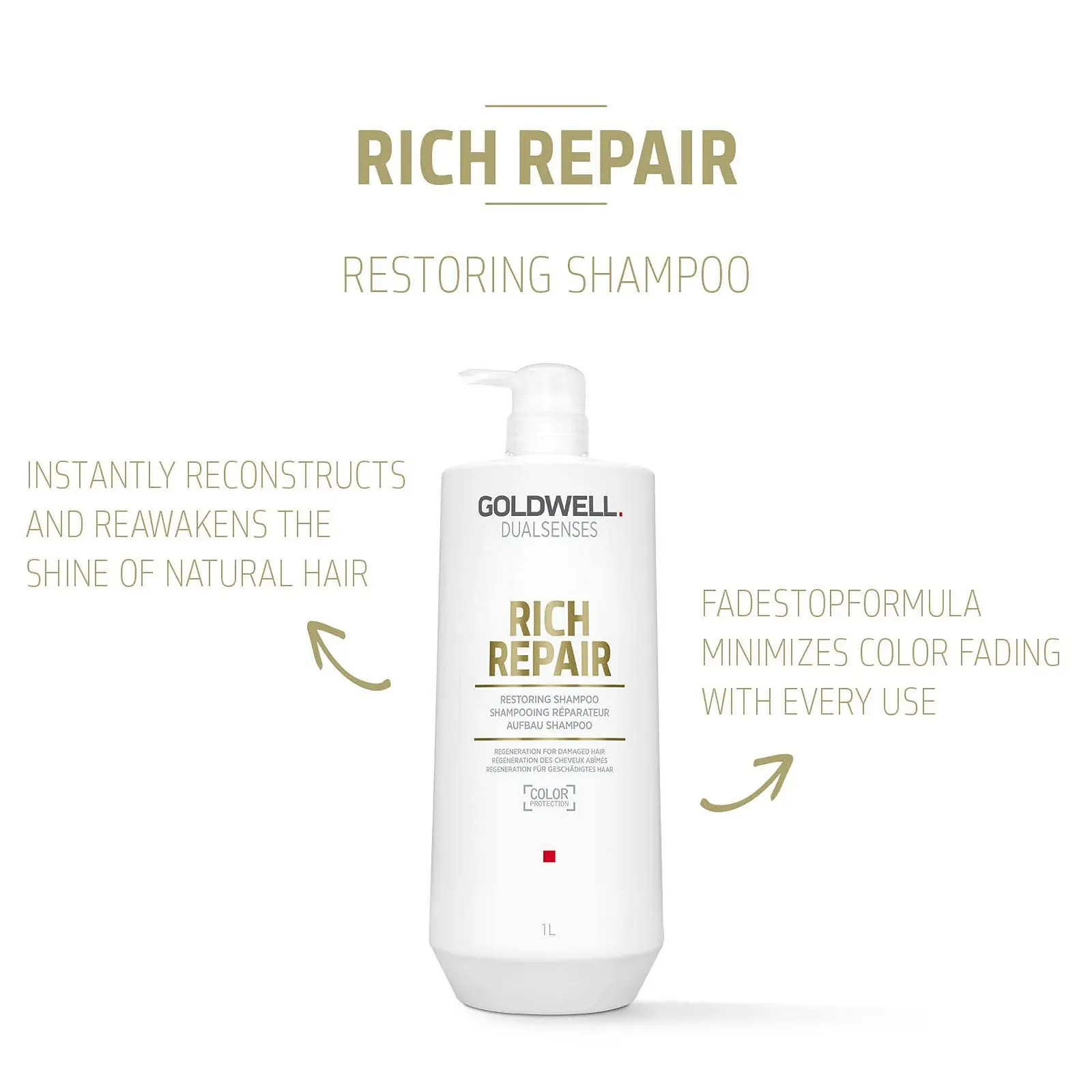 Шампунь Goldwell Dualsenses Rich Repair для відновлення 1000 мл, фото №2