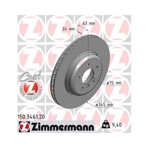 Гальмівний диск ZIMMERMANN COAT Z 150.3481.20 для BMW передній міст, фото №5