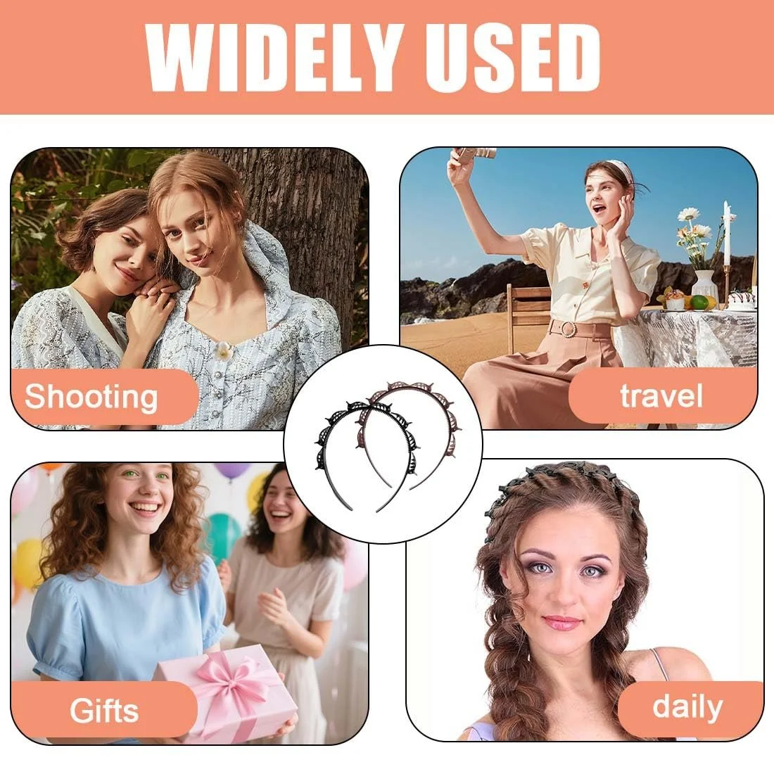 Набір обручів на Голову з Затискачами 2 шт, фото №6