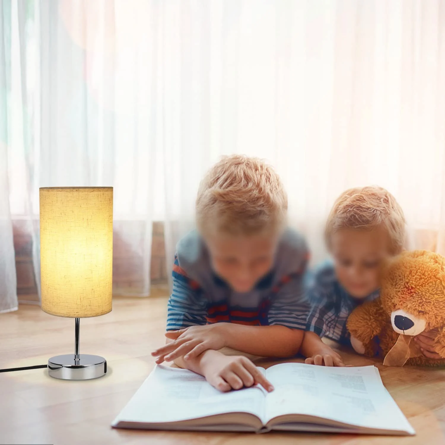 Настільна лампа Набір 2 шт. Сенсорна USB E27 Хром, фото №9