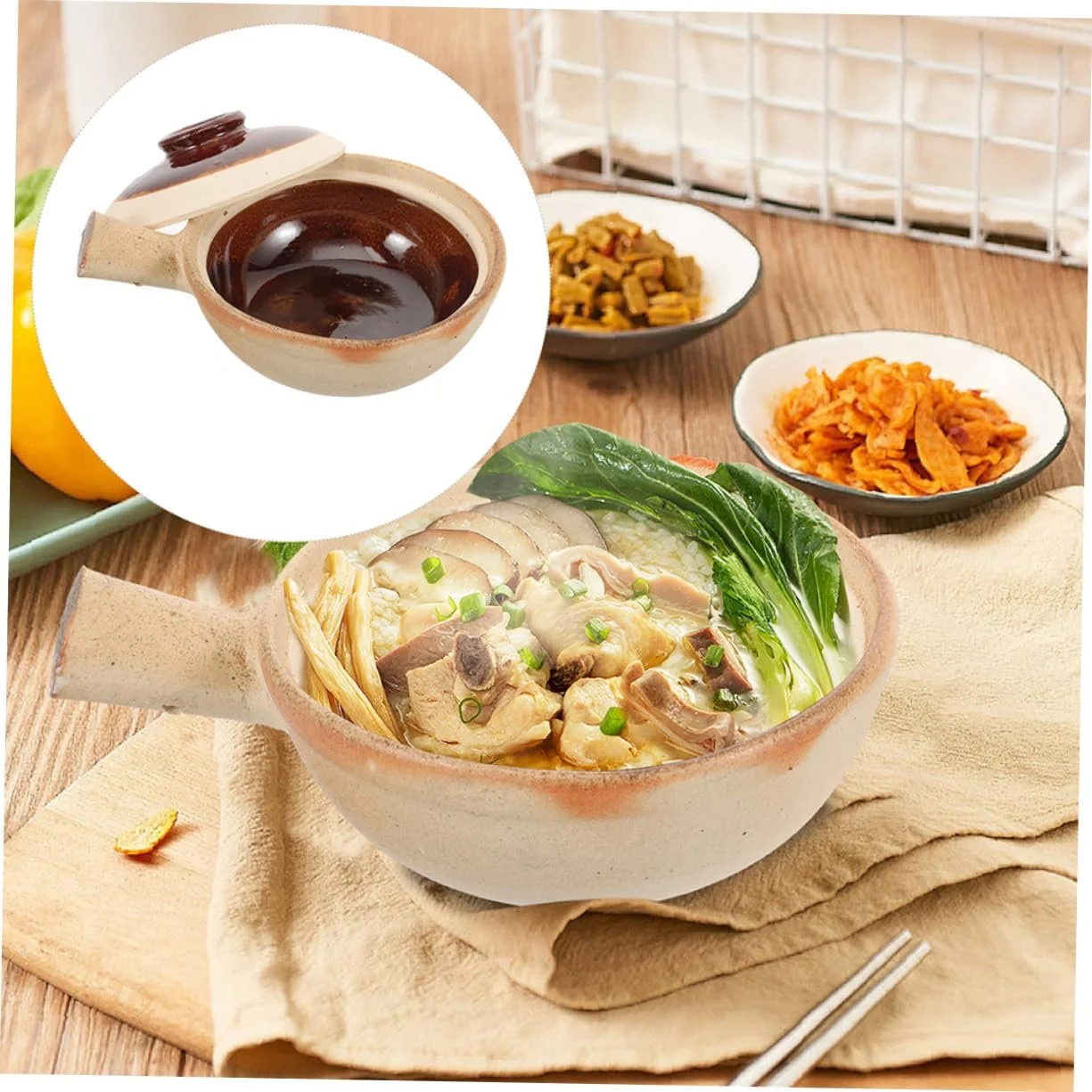 Кастрюля керамическая GALPADA с ручкой термостойкая для тушения и супов, фото №9