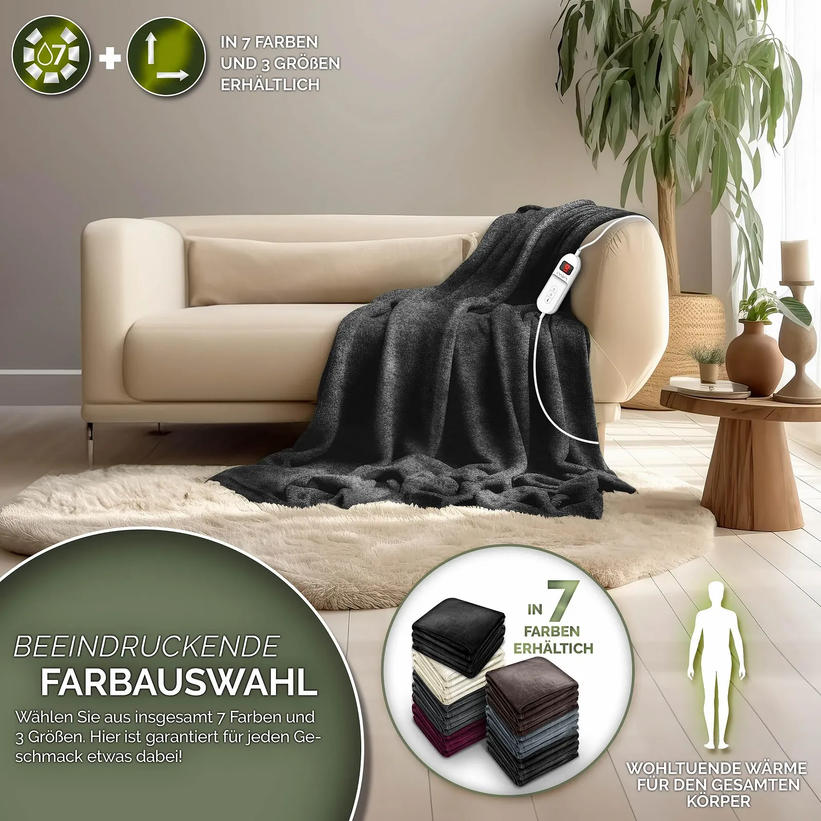 Електрична ковдра Sinnlein Plush 200 x 180 см, фото №2 Електрична ковдра Sinnlein Plush 200 x 180 см, фото №2