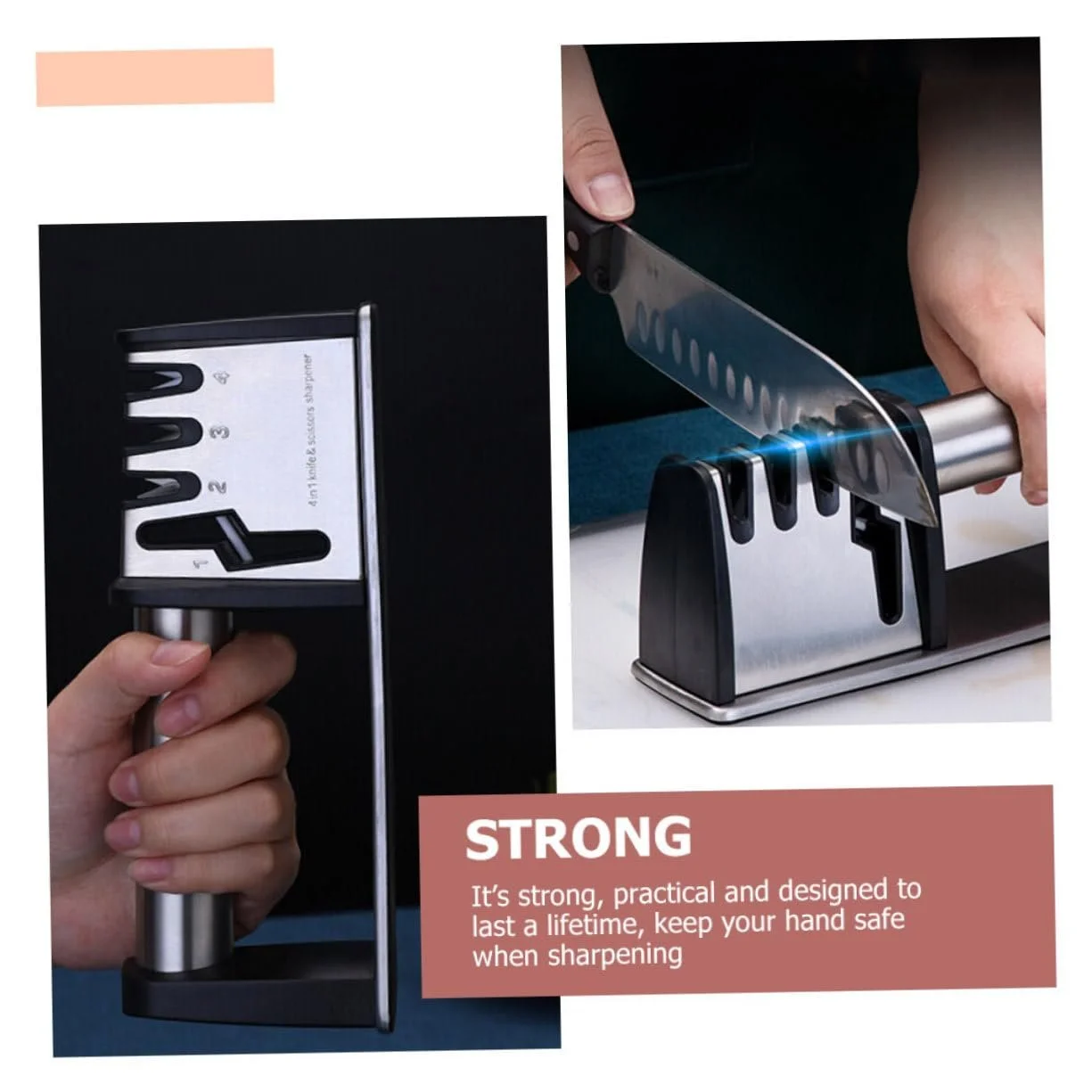 Ручне точило для ножів VALICLUD ергономічне Silver, фото №8