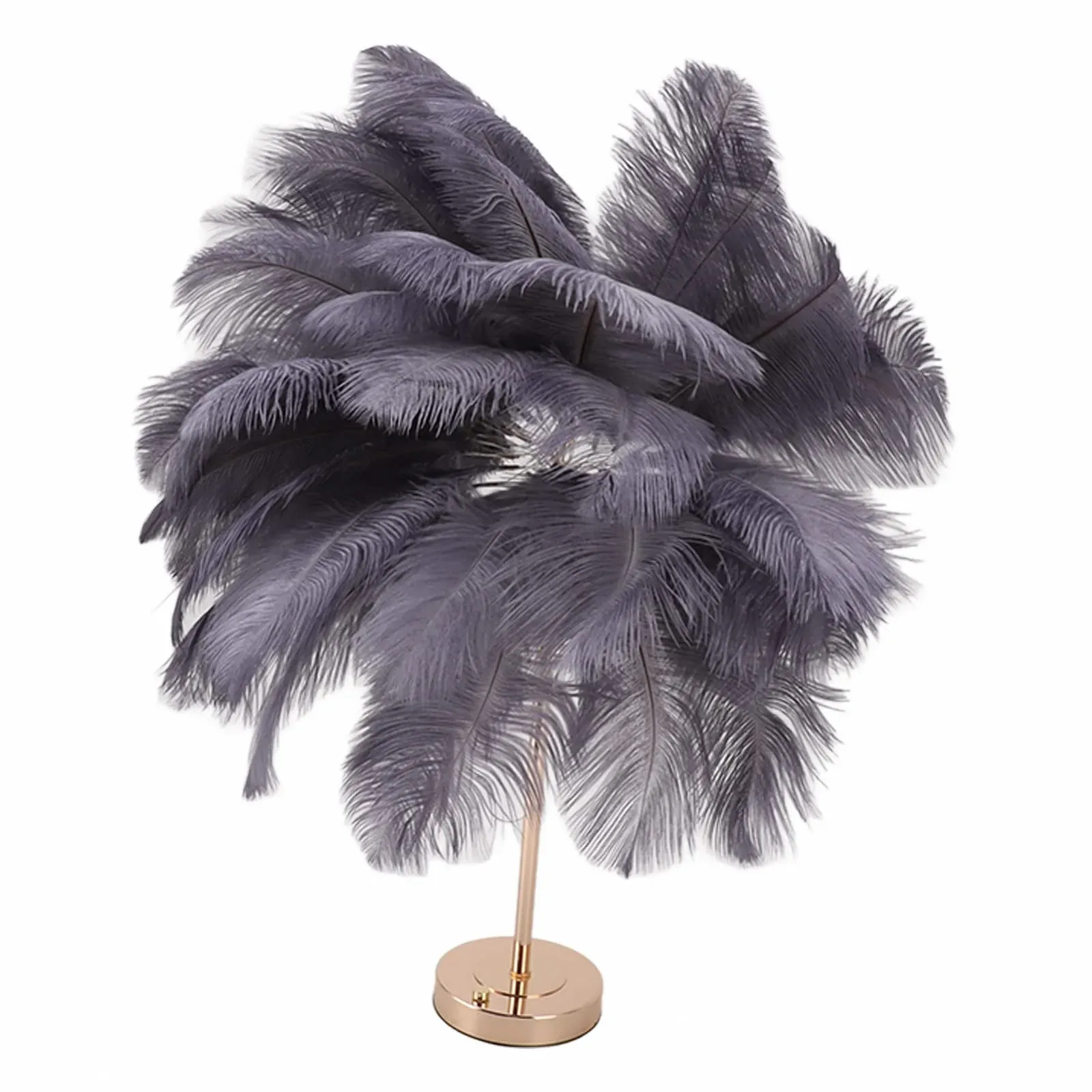 Настільна лампа Fockety Feather Сучасна з пір'я страуса Сенсорна USB Сірий, фото №6