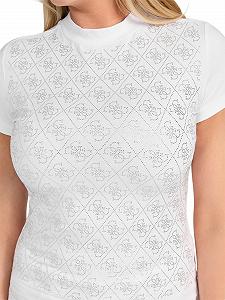 Жіноча футболка GUESS - SS Mock Neck All Over 4G Tee - Біла - S synthetic.ua - Фото 1