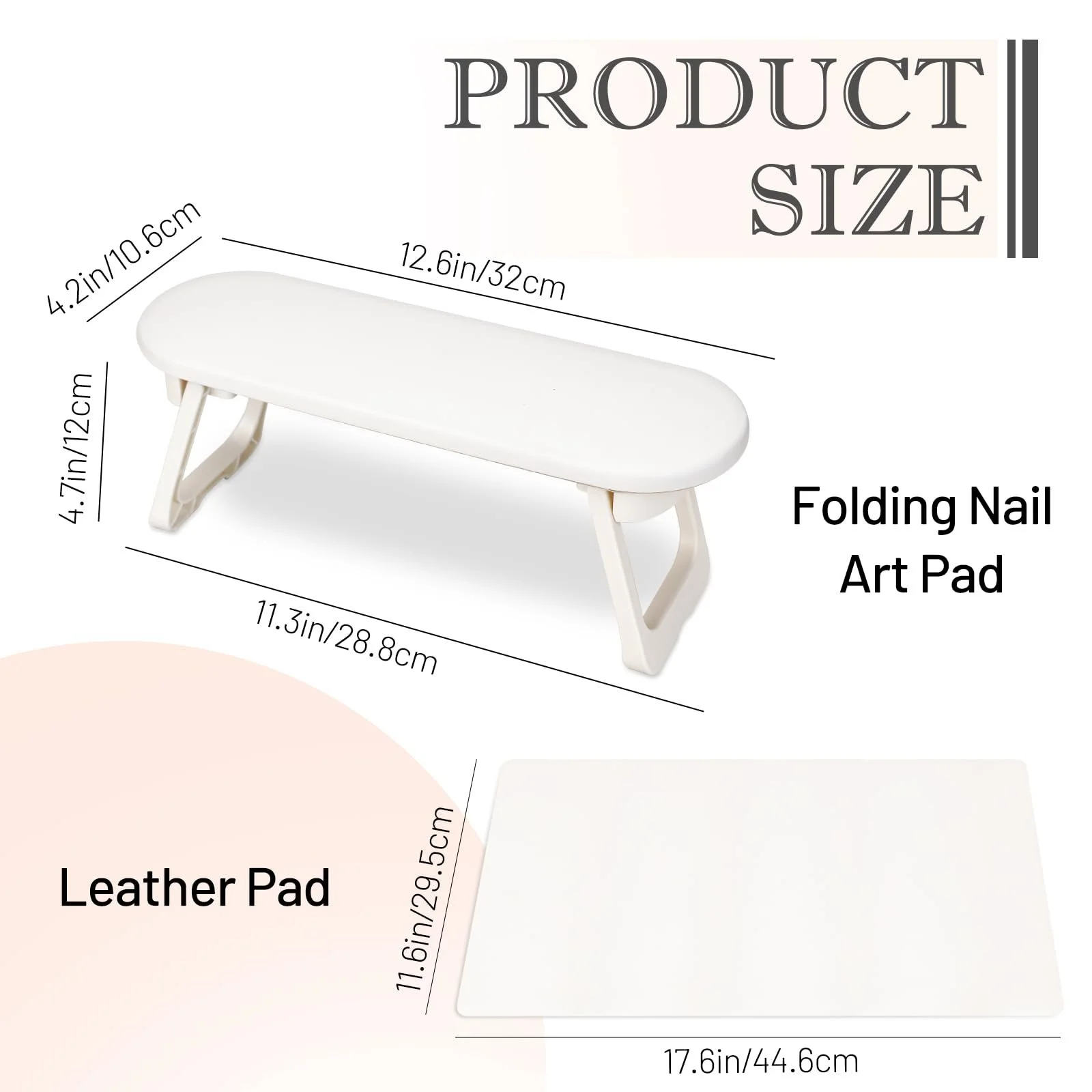 Підставка для рук манікюрна зі штучної шкіри з нековзною основою складана, біла, фото №2