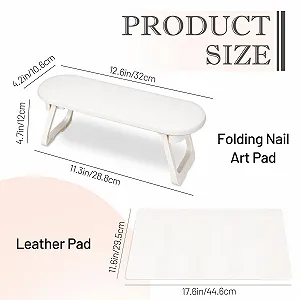Підставка для рук манікюрна зі штучної шкіри з нековзною основою складана, біла synthetic.ua - Фото 1