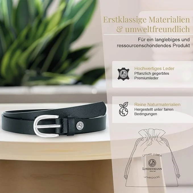Кожаный ремень LINDENMANN Женский 20 мм Из цельной коровьей кожи Черный, фото №4 Кожаный ремень LINDENMANN Женский 20 мм Из цельной коровьей кожи Черный, фото №4