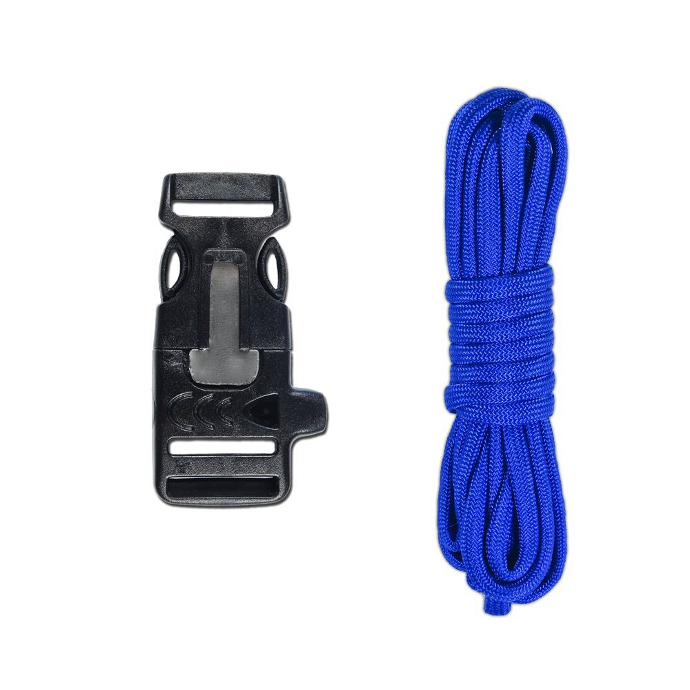 Комплект для изготовления браслета выживания Paracord с огнивом/свистком, электрический синий, фото №1