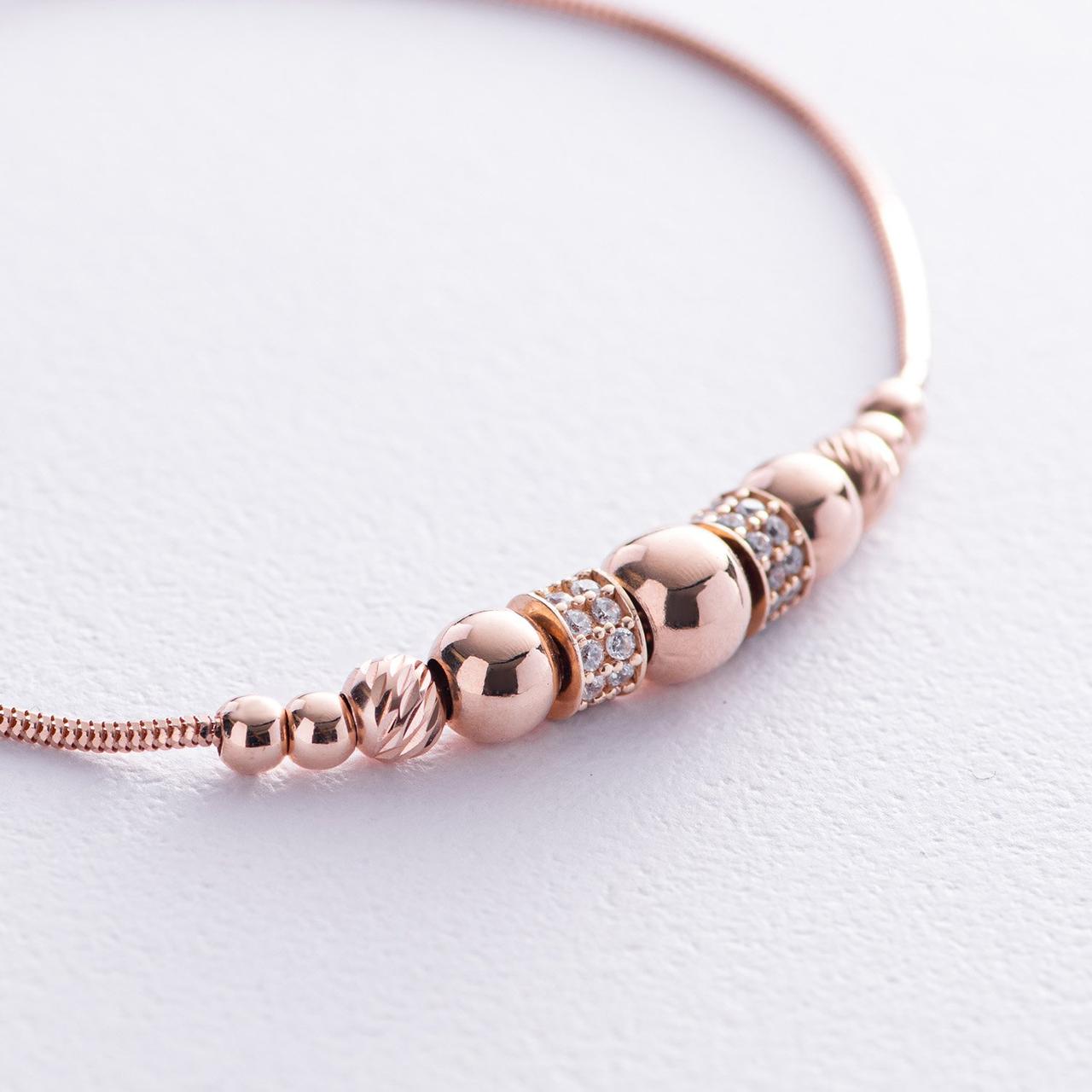 Браслет Шарики в красном золоте фианиты б05092 Оникс 18, фото №3