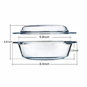 Форма для запекания 1 л 15 cm стеклянная с крышкой synthetic.ua - Фото 1