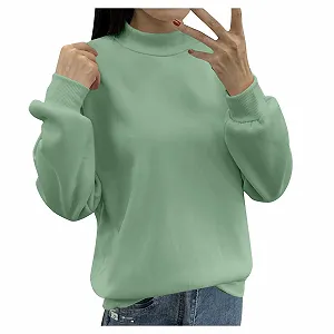 Женский Пуловер Workou 2025 с флисовой подкладкой, однотонный, с длинными рукавами, свободный крой - Фото 1