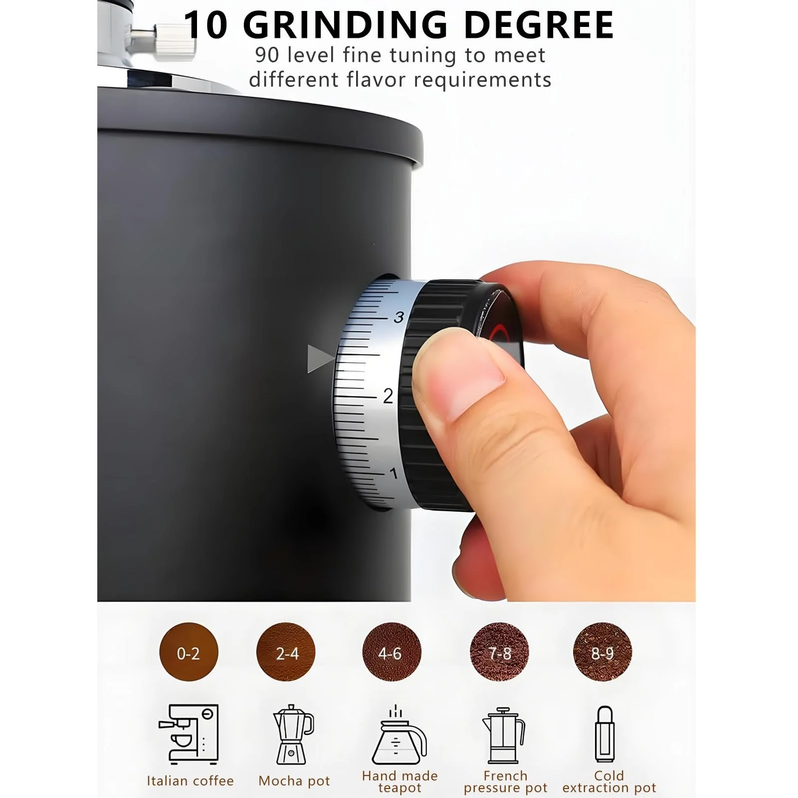 Профессиональная кофемолка K83 большая воронка 1.6 кг, плоский титановый диск 90 мм, регулируемая ручка, белая, фото №2 Профессиональная кофемолка K83 большая воронка 1.6 кг, плоский титановый диск 90 мм, регулируемая ручка, белая, фото №2