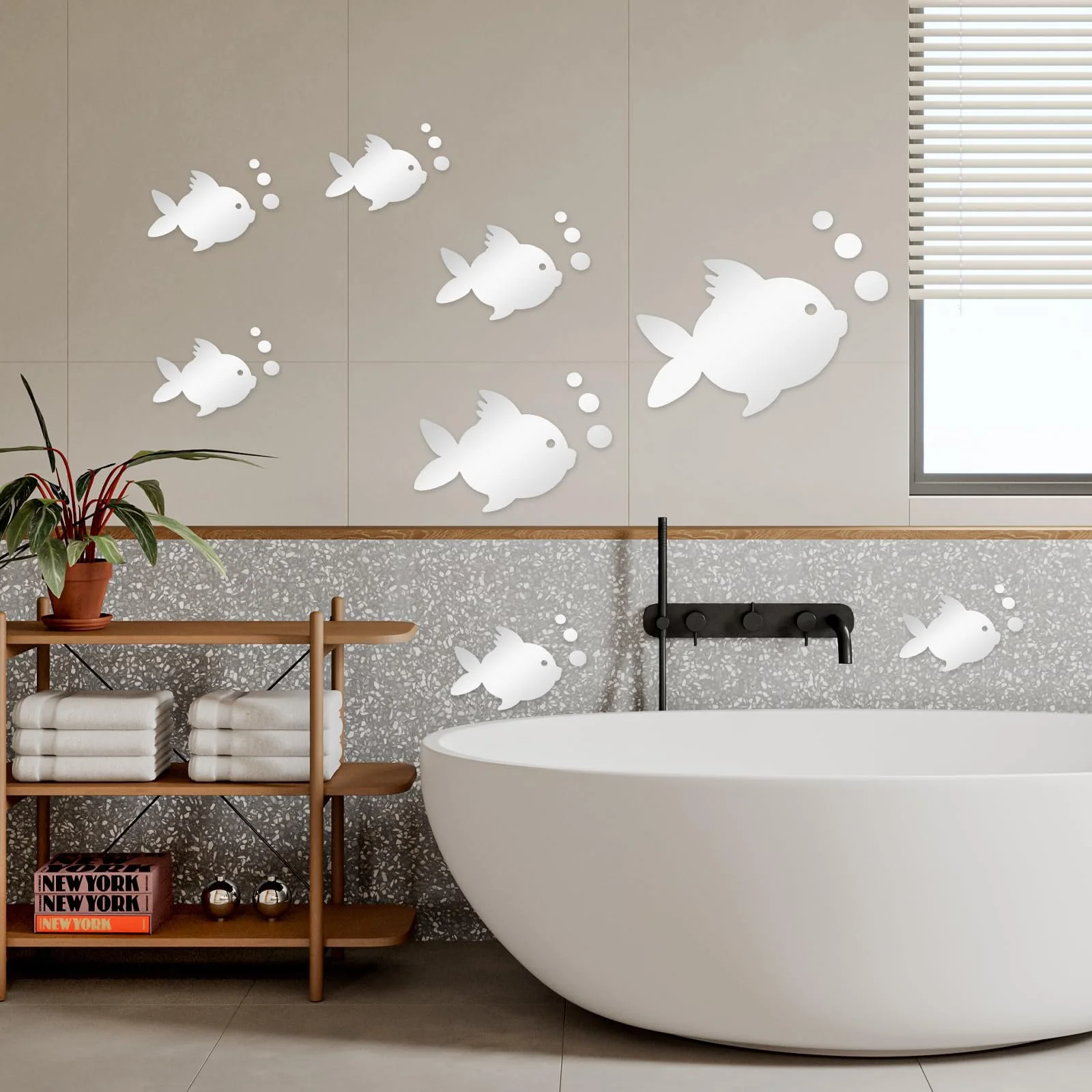 3D наклейки на стіну Acrylic Fish and Bubbles Tropical Fish Silver, фото №6