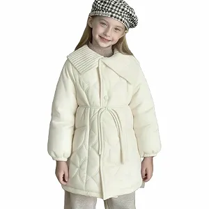 Куртка пухова стьобана для дівчат, середньої довжини - Фото 1