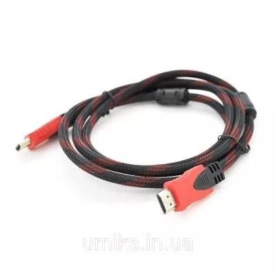 Кабель мультимедийный HDMI to HDMI 10.0m v1.4, OD-7.4mm Black/RED Merlion (YT-HDMI(M)/(M)NY/RD-10m), фото №1