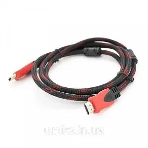 Кабель мультимедийный HDMI to HDMI 10.0m v1.4, OD-7.4mm Black/RED Merlion (YT-HDMI(M)/(M)NY/RD-10m) - Фото 1