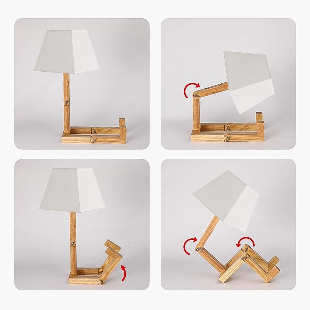 Настільна лампа Robot Дерев'яна Димер Square Lampshade, фото №2