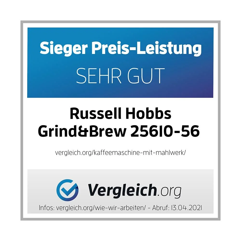 Кавоварка з кавомолкою Russell Hobbs Grind & Brew 25610-56, скляний глечик до 10 чашок, цифровий програмований таймер, 3 рівні помелу, 1000 Вт, сіра, фото №11