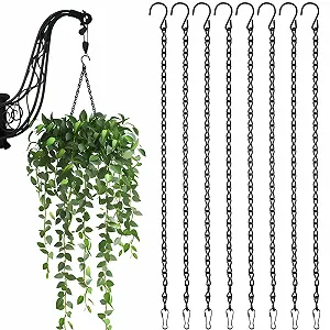 Ланцюжки для підвісних кошиків 8 шт. Метал 50 см Чорний З гачками та затискачами - Фото 1