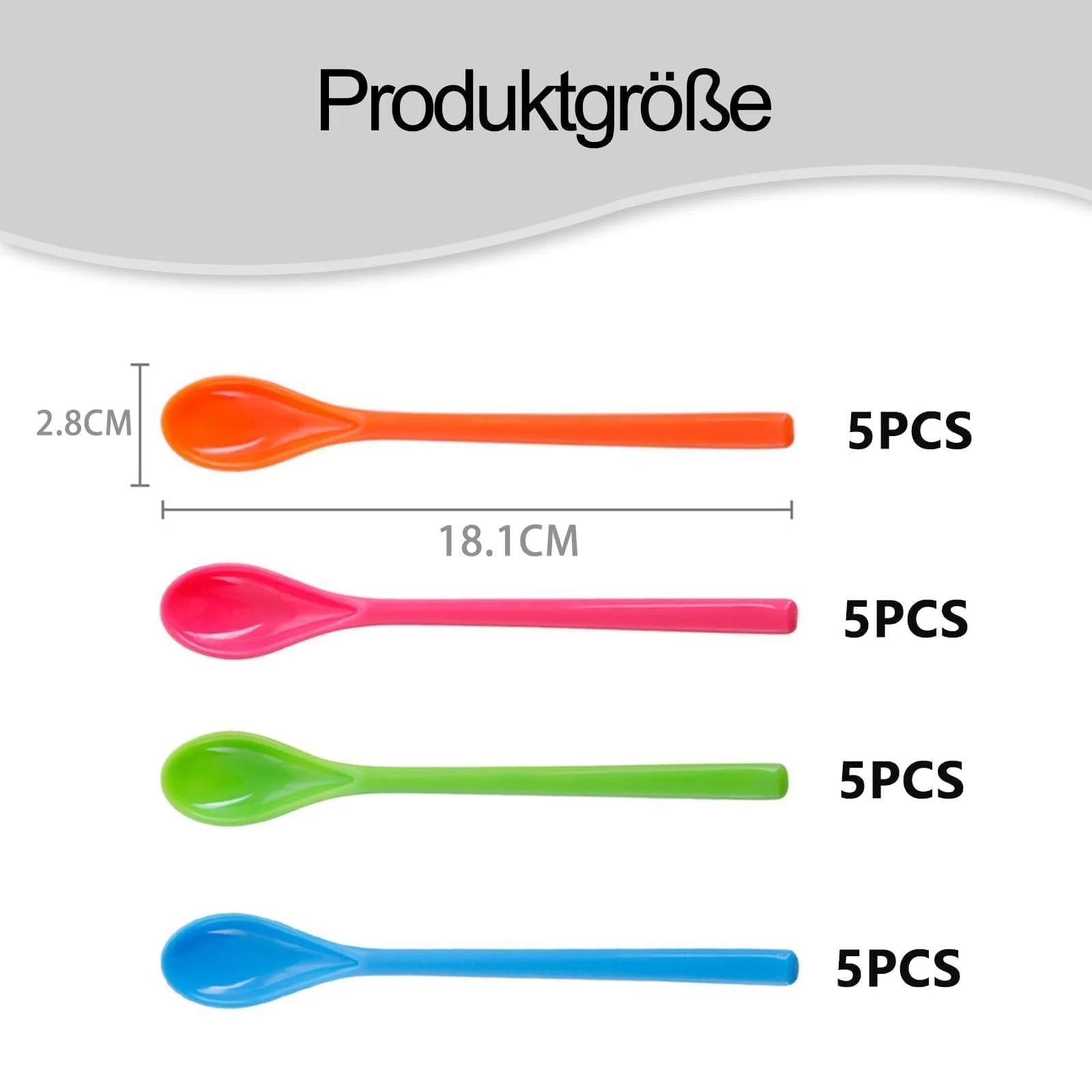 Довгі ложки, 20 шт, Різні кольори, фото №2