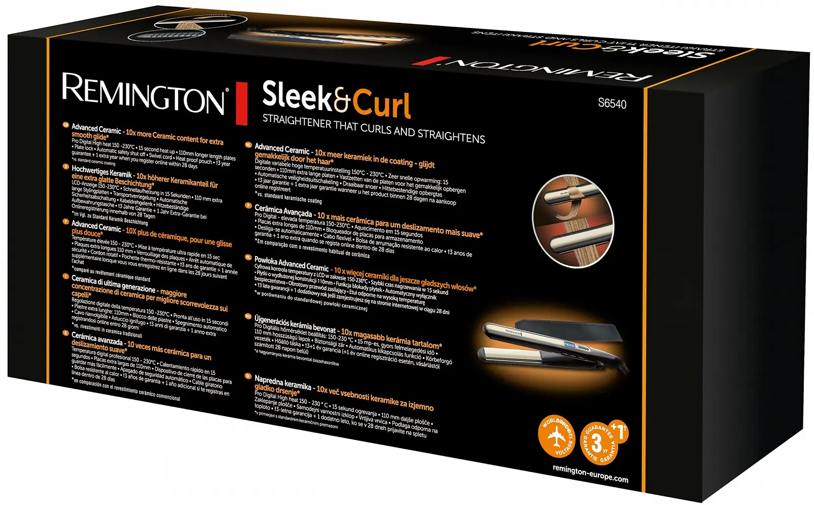 Выпрямитель волос Remington Sleek & Curl S6500 керамическое покрытие черно-бежевый, фото №8