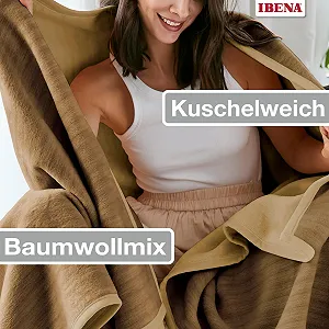 Одеяло Ibena наколенное хлопковое смесовое camel размер 100x150 см synthetic.ua - Фото 1