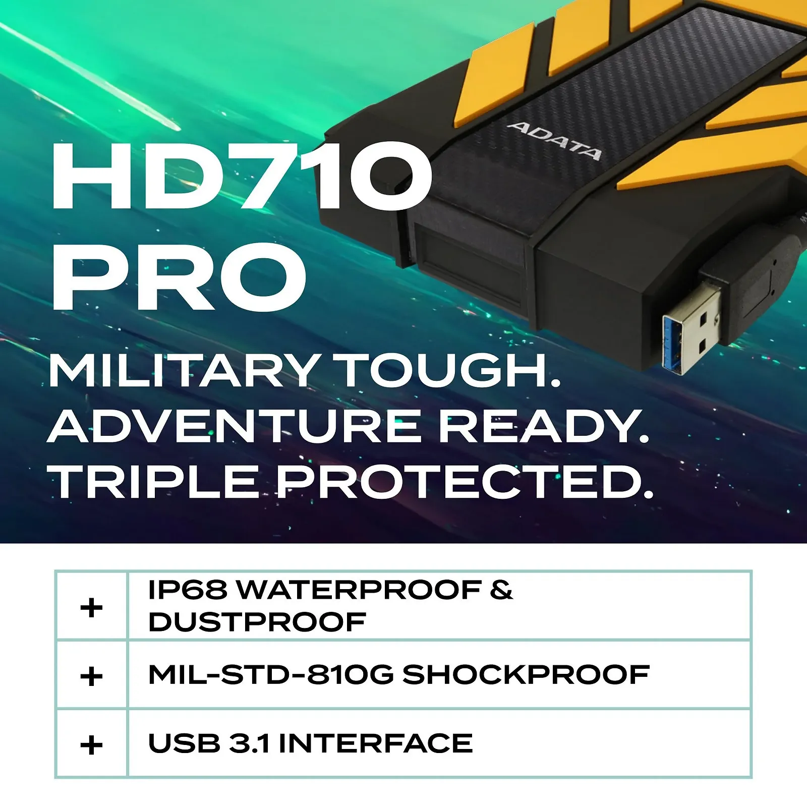Внешний жесткий диск ADATA HD710 Pro AHD710P-1TU31-CYL 1TB USB 3.1 IP68 Yellow, фото №2