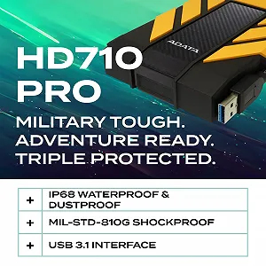 Внешний жесткий диск ADATA HD710 Pro AHD710P-1TU31-CYL 1TB USB 3.1 IP68 Yellow synthetic.ua - Фото 1