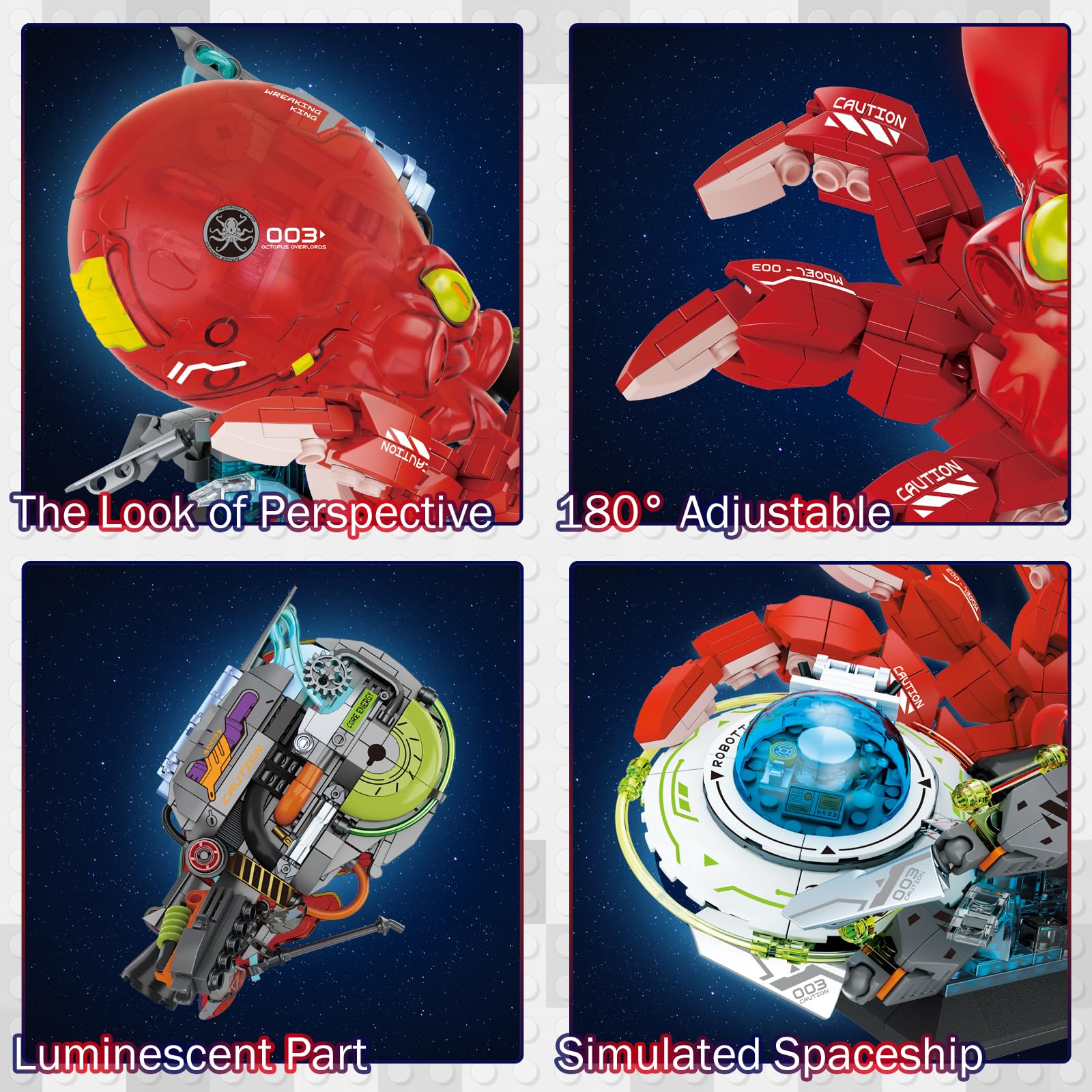 Конструктор JMBricklayer Technic Space Octopus 70123 с LED-подсветкой, фото №3