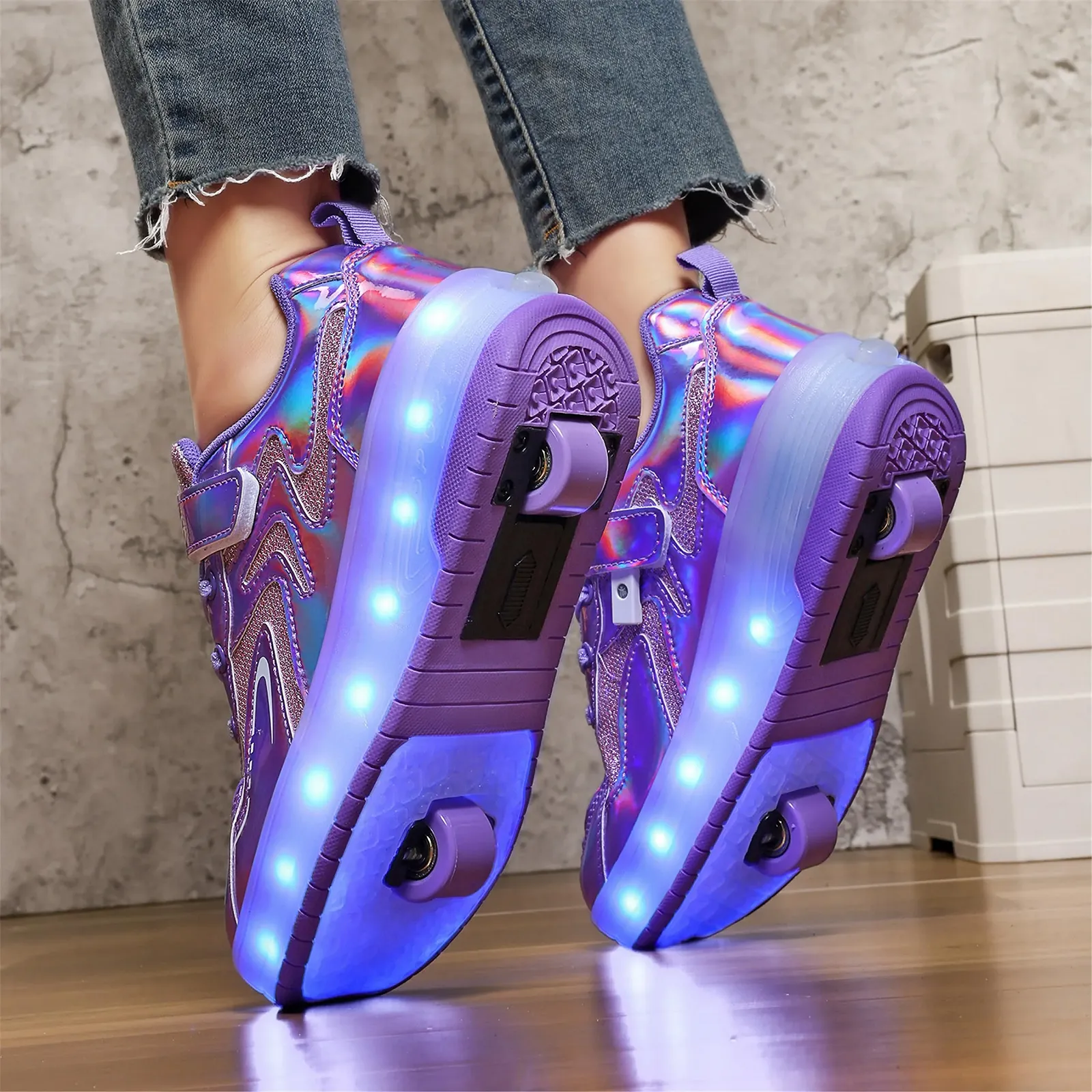 Детские кроссовки на роликах с LED подсветкой, фото №5