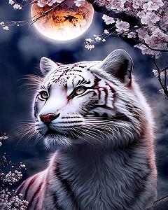 AR-3172 Набір алмазної мозаїки на підрамнику 40*50 см Місячна тигриця - Фото 1