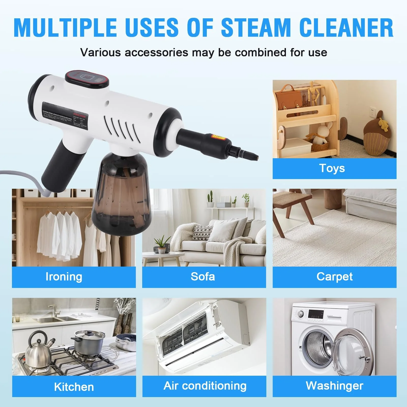 Пароочисник BAOSHISHAN ручний 3 швидкості 3 bar 600 ml 1200 W для дому та автомобіля, фото №2