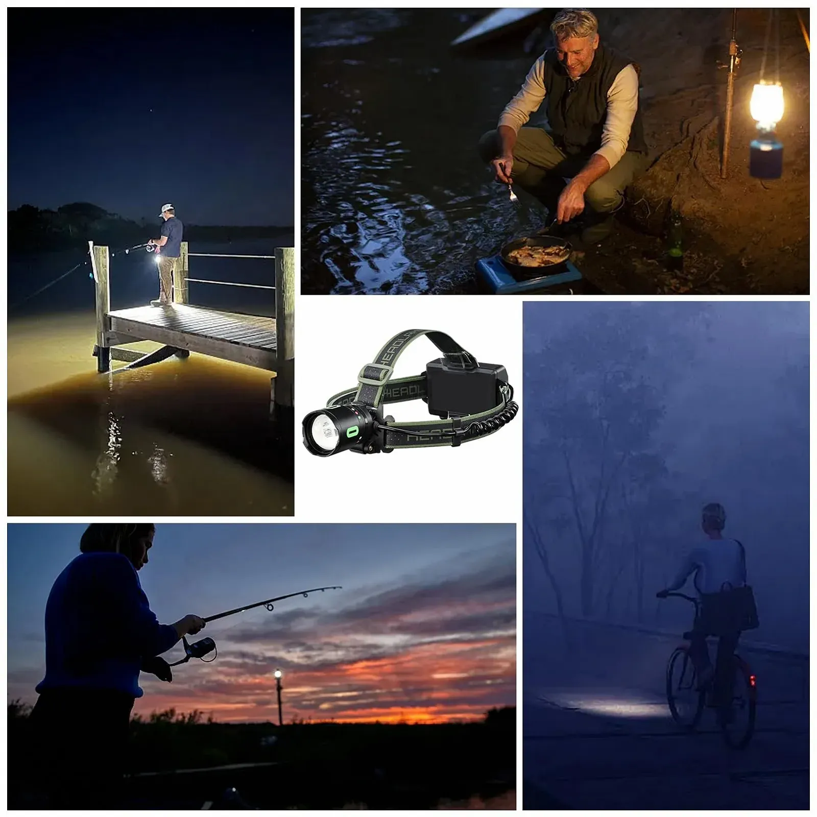 Налобний ліхтар Водонепроникний Яскравий ліхтарик з 8 режимами Чорний, фото №5