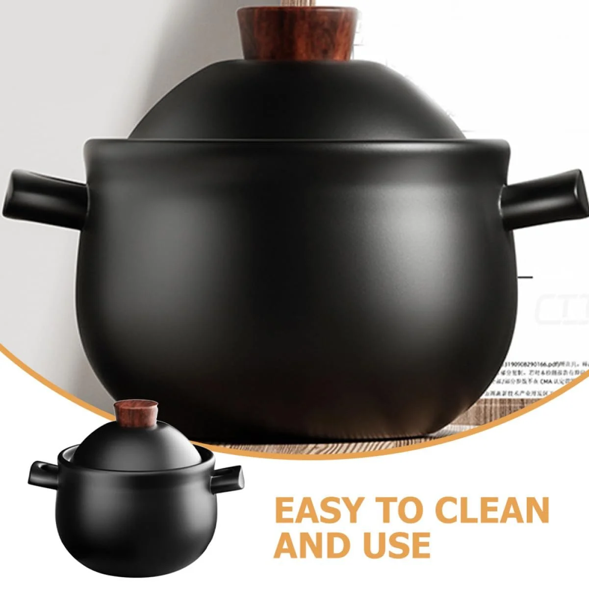 Каструля SOIMISS з антипригарним покриттям керамічна жароміцна з кришкою, фото №4