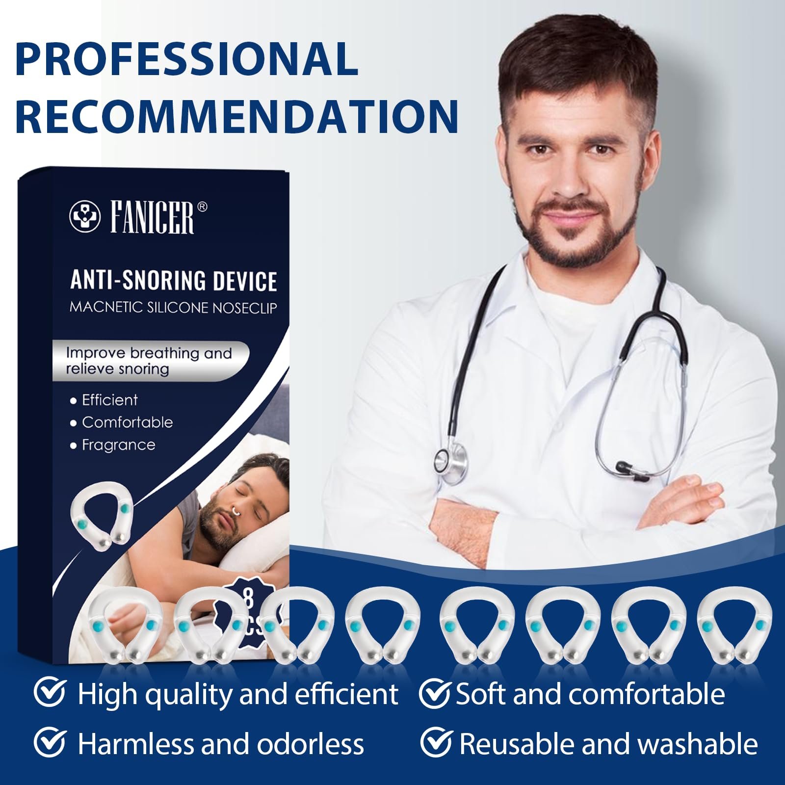 Засіб від хропіння Кліпса для носа Магнітна 8 шт, фото №6 Засіб від хропіння Кліпса для носа Магнітна 8 шт, фото №6