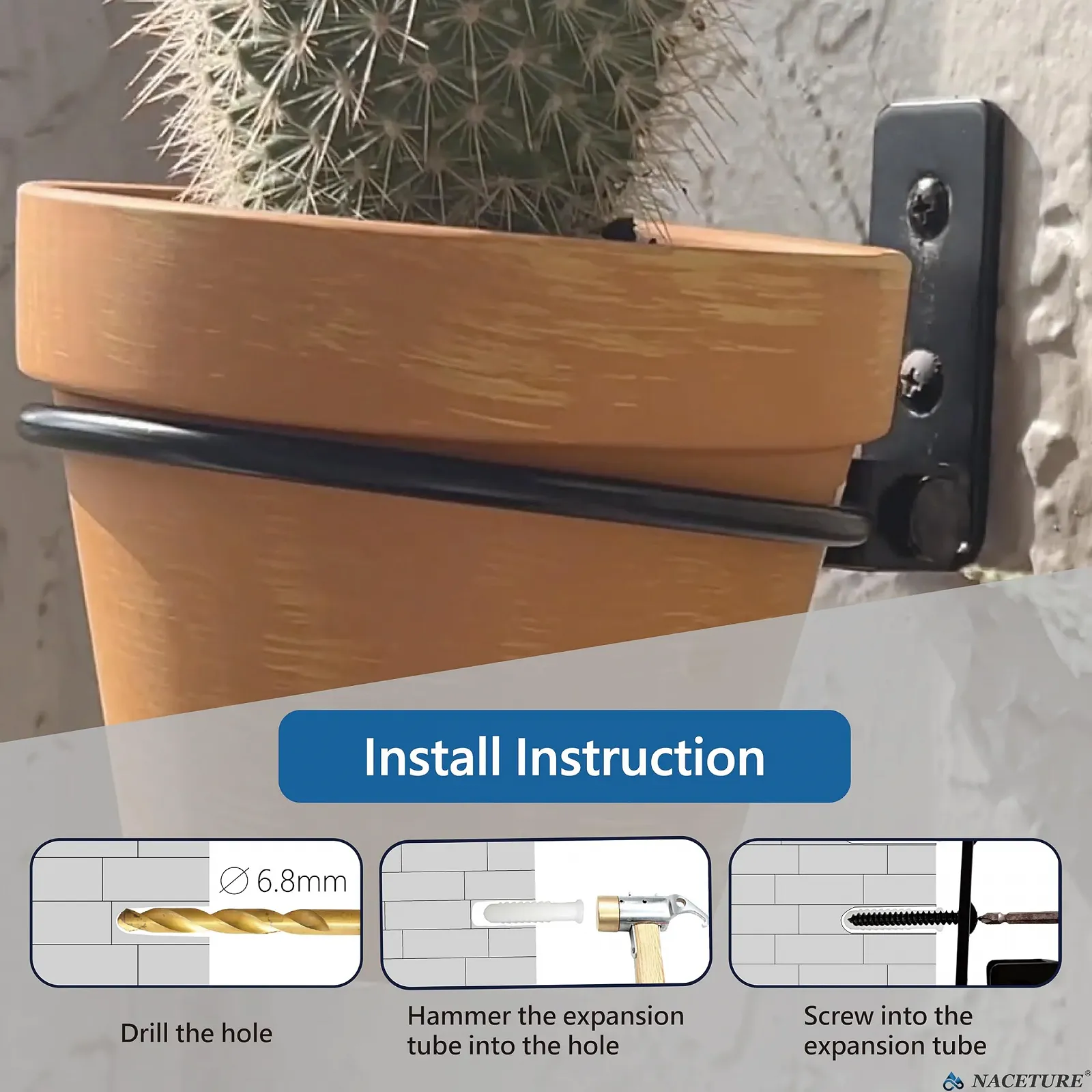 Кільце-тримач для квіткового горщика NACETURE настінне 15 см складне металеве, фото №4 Кільце-тримач для квіткового горщика NACETURE настінне 15 см складне металеве, фото №4