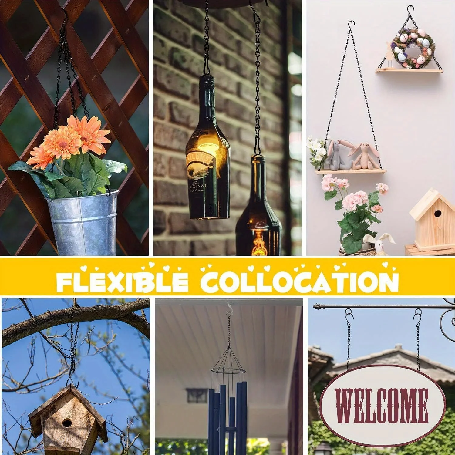 Подвесные цепи для кормушек и цветов Черные 10 дюймов 12 шт., фото №4