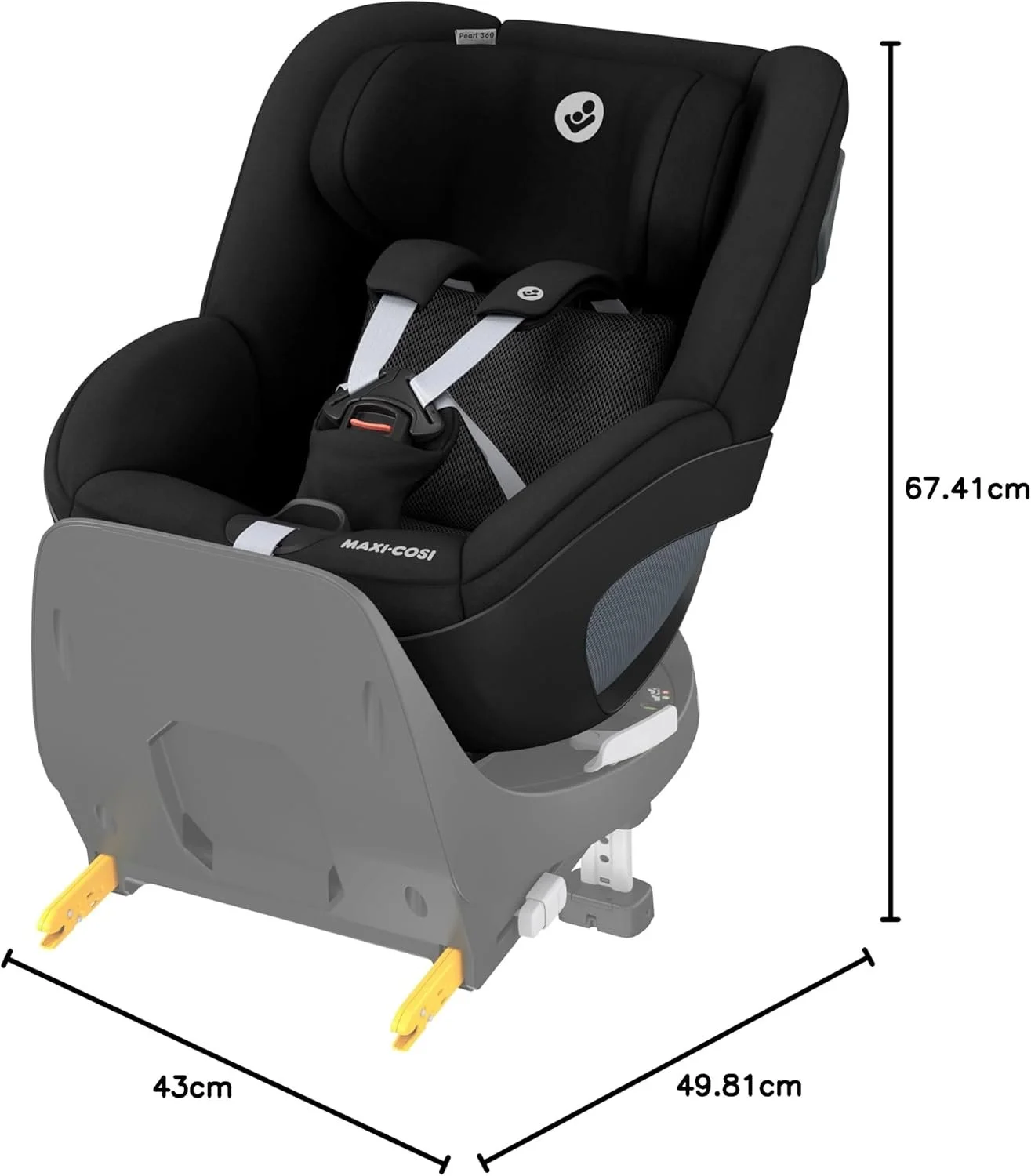 Дитяче автокрісло Maxi-Cosi Pearl 360 i-Size обертання однією рукою ClimaFlow ремені безпеки Easy-in Чорний, фото №6