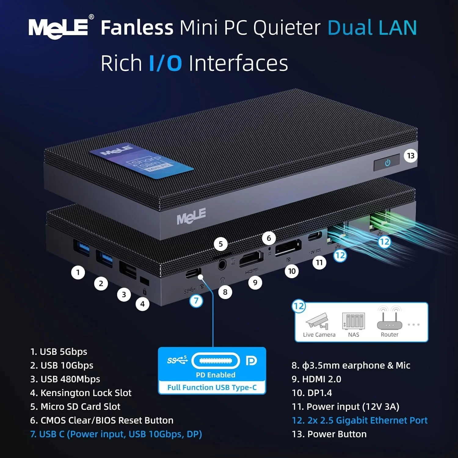 Міні ПК MeLE Quieter DL 41Q / Intel N100 / RAM 4GB / SSD 128GB / Intel UHD Graphics / 2 x HDMI / LAN / Wi-Fi 6 / Bluetooth 5.2 / Windows 11 / Чорний, фото №4 Міні ПК MeLE Quieter DL 41Q / Intel N100 / RAM 4GB / SSD 128GB / Intel UHD Graphics / 2 x HDMI / LAN / Wi-Fi 6 / Bluetooth 5.2 / Windows 11 / Чорний, фото №4