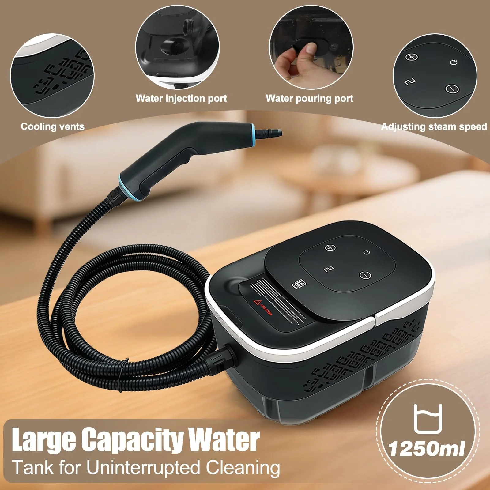 Пароочисник високого тиску 2500 Вт ручний 4 бар 1250 мл, фото №6