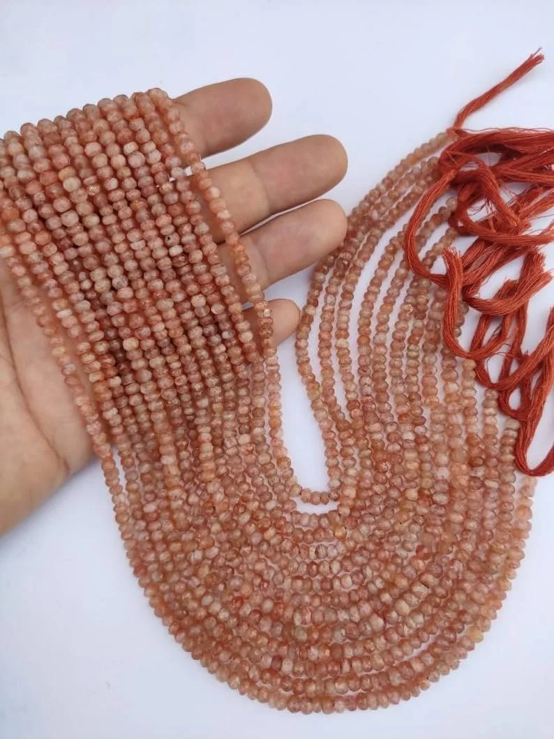 Бусины из натурального солнечного камня, граненые рондели, 4-4,5 мм, нить длиной 33 см, драгоценные камни для ожерелья и браслета, фото №5